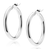 Cercei rotunzi argint Ø30 mm x 3 mm Classic Hoops DiAmanti KHR330R-DIA